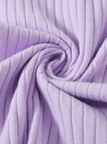 SHEIN EZwear 素色羅紋針織包臀洋裝 - 紫丁香色 - 查看 3