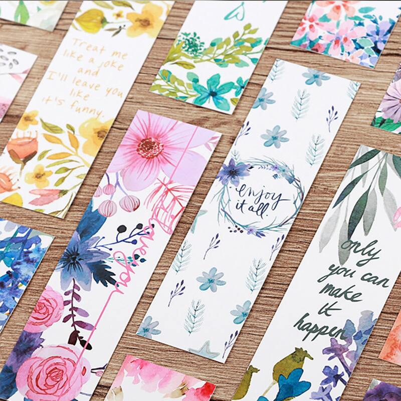 

30sheets Flower Print Bookmark, Multicolor