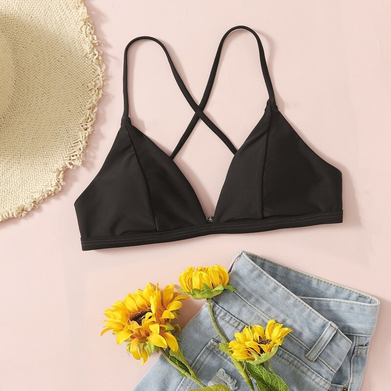 

Crisscross Back Bikini Top, Black