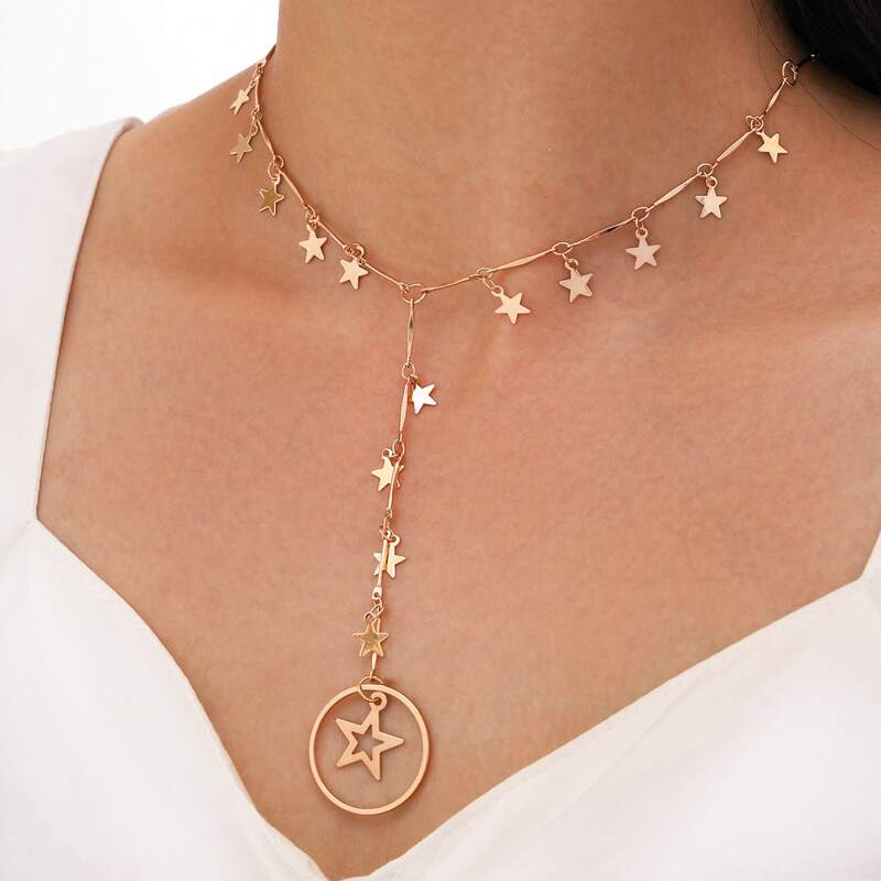 

Star Y Lariat Necklace, Gold