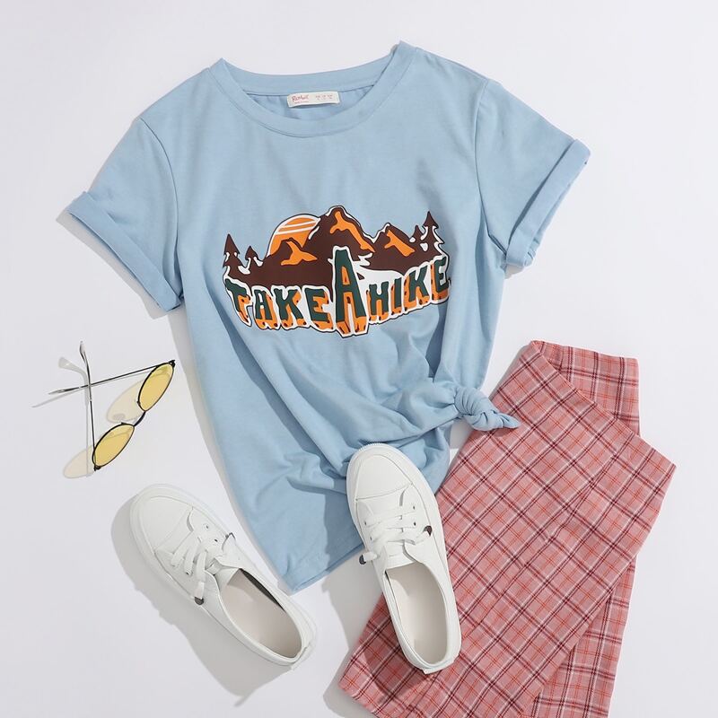 

Letter Graphic Tee, Baby blue