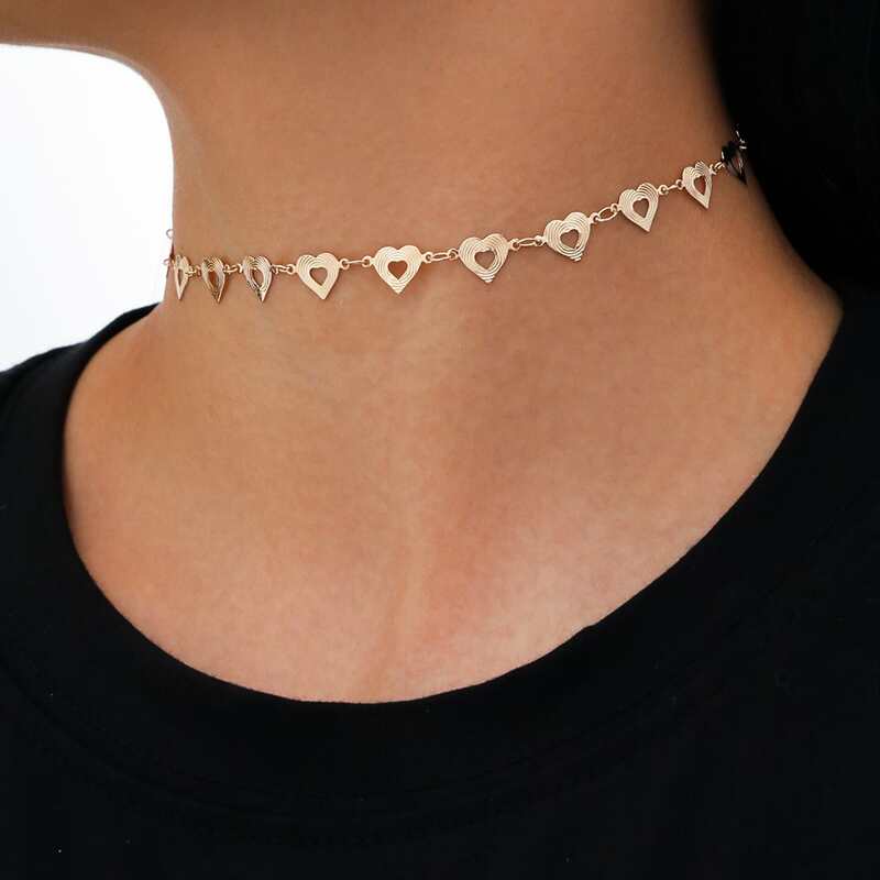

1pc Heart Choker, Gold