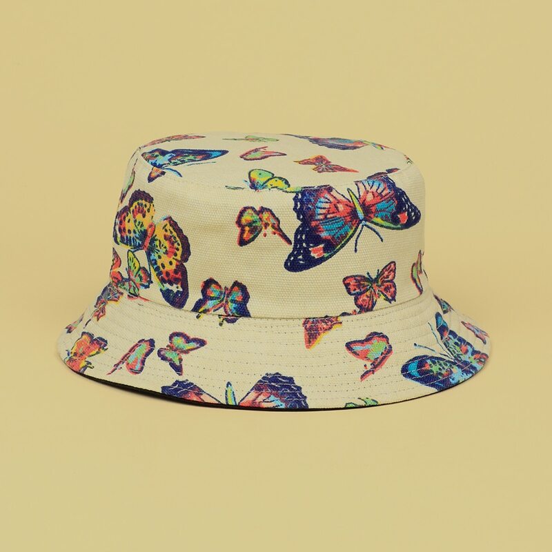 

Butterfly Pattern Bucket Hat, Beige