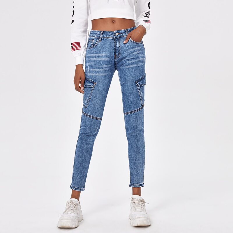 

Slant Pocket Skinny Jeans, Medium wash
