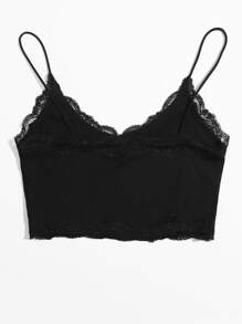 SHEIN MOD Ren Trim Crop Cami Top - màu đen - Xem 2