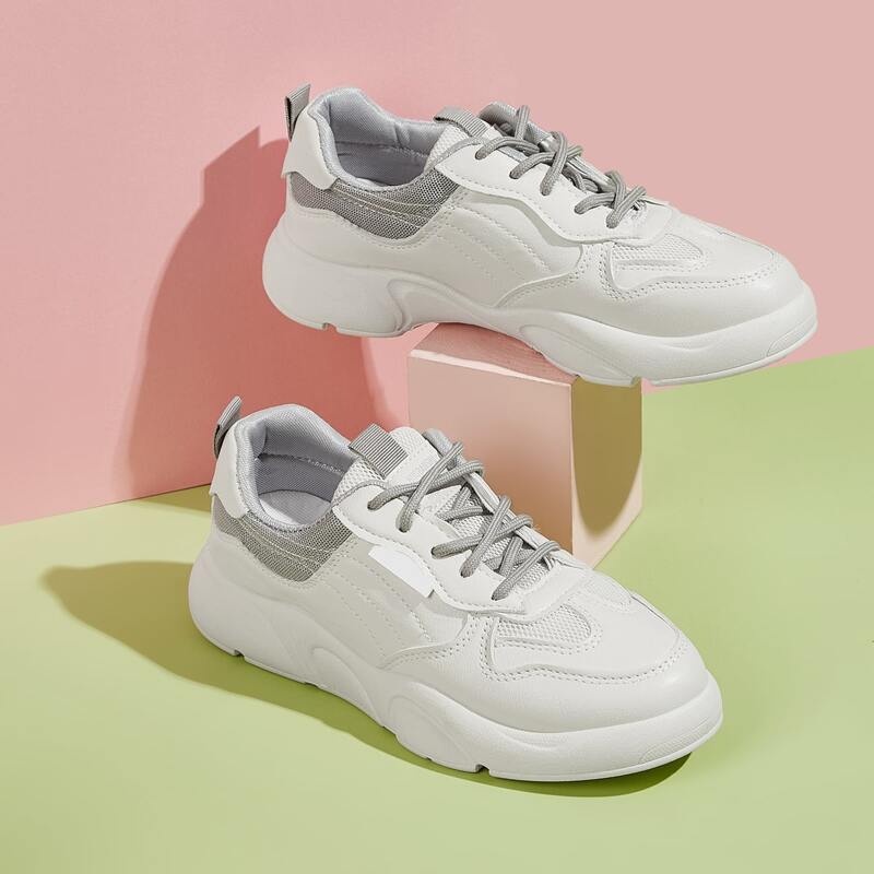

Colorblock Lace-up Sneakers, White