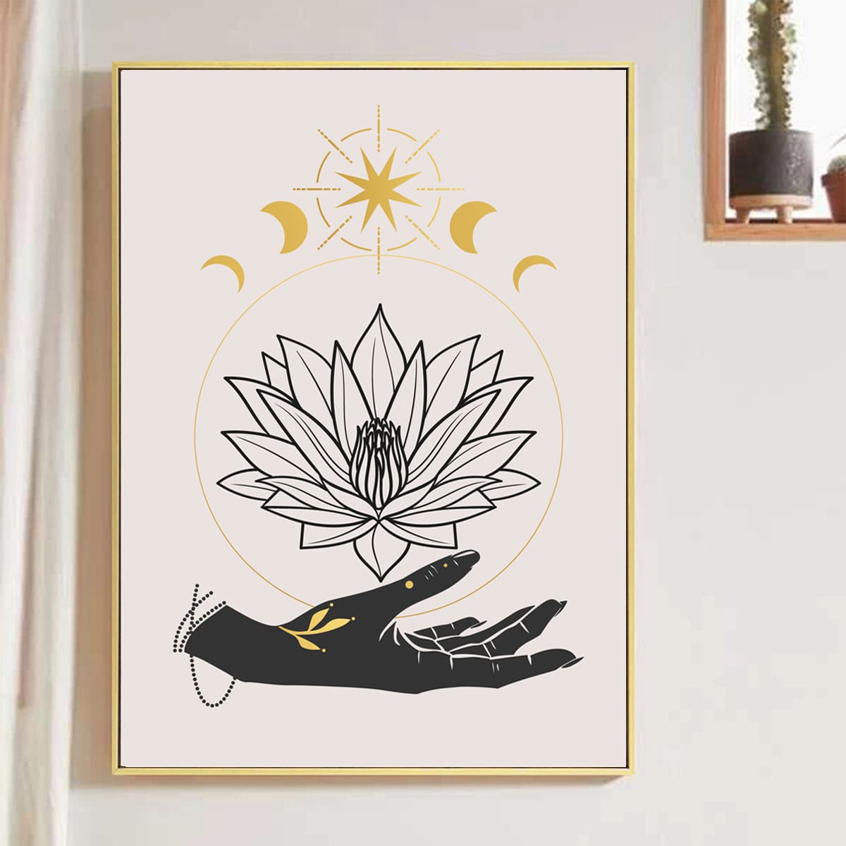 

Hand & Flower Print Wall Painting Without Frame, Multicolor