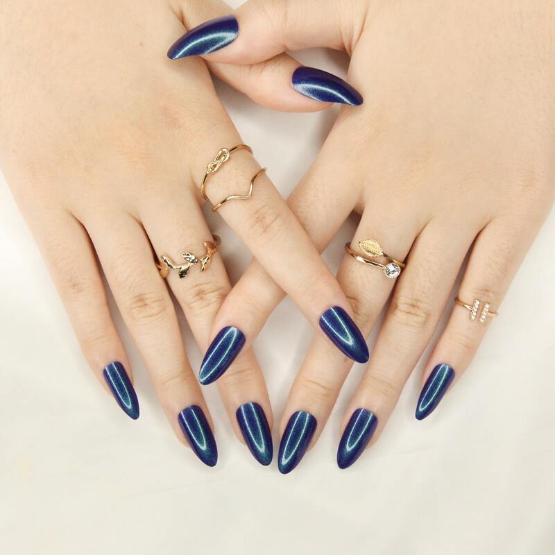 

24pcs Solid False Nail & 1sheet Tape & 1pc Nail File, Blue