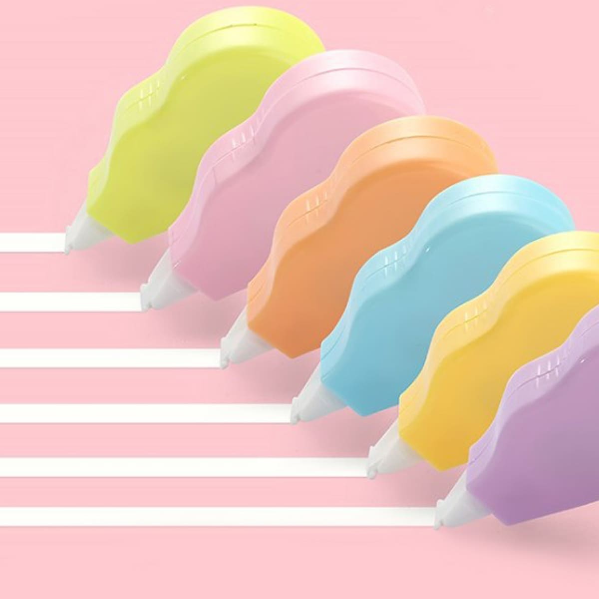 

6pcs Plain Correction Tape, Multicolor