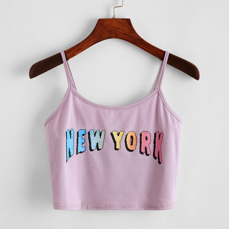 

Letter Graphic Crop Cami, Lilac purple