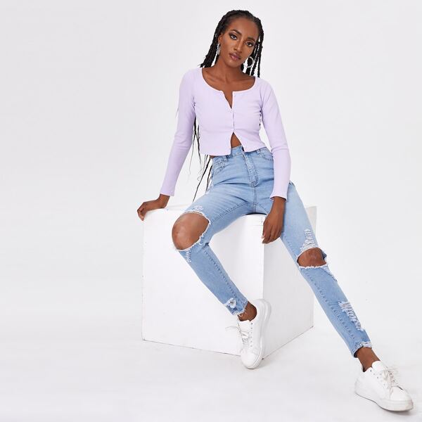 

Ripped Detail Light Wash Jeans