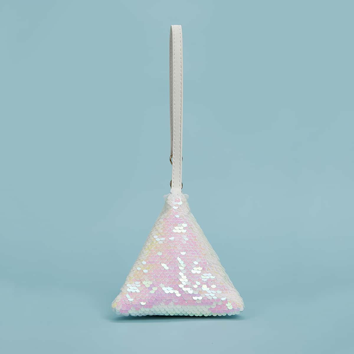

Sequin Pyramid Bag, White