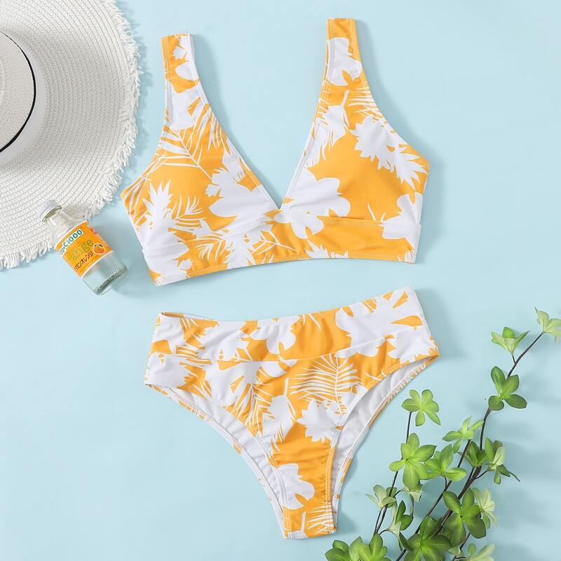 

Floral Tank Bikini Swimsuit, Multicolor