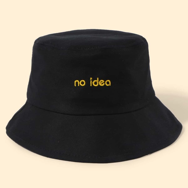 

Kids Letter Embroidered Bucket Hat, Black