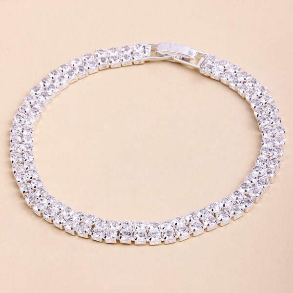 

Rhinestone Decor Bracelet, Silver