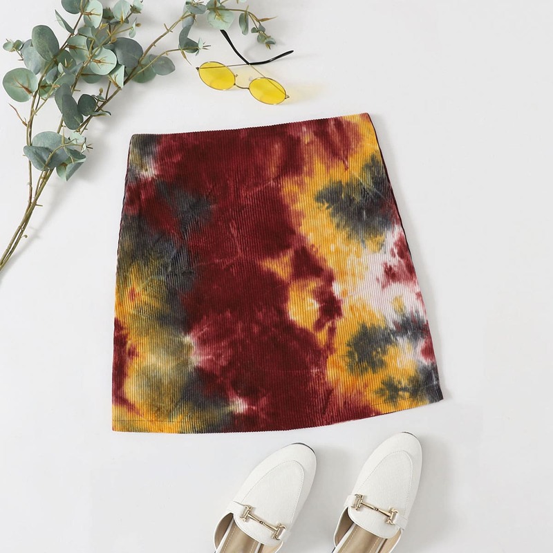 

Corduroy Tie Dye Skirt, Multicolor