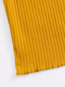 Muchica 字母圖案生菜邊羅紋針織露肩洋裝