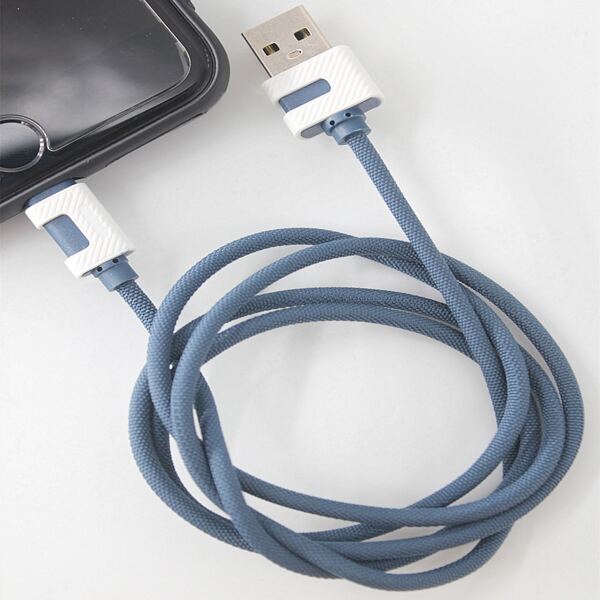 

1pc Colorblock iPhone Data Cable, Blue