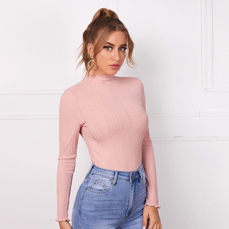 

Lettuce Edge Solid Fitted Tee, Pastel baby pink