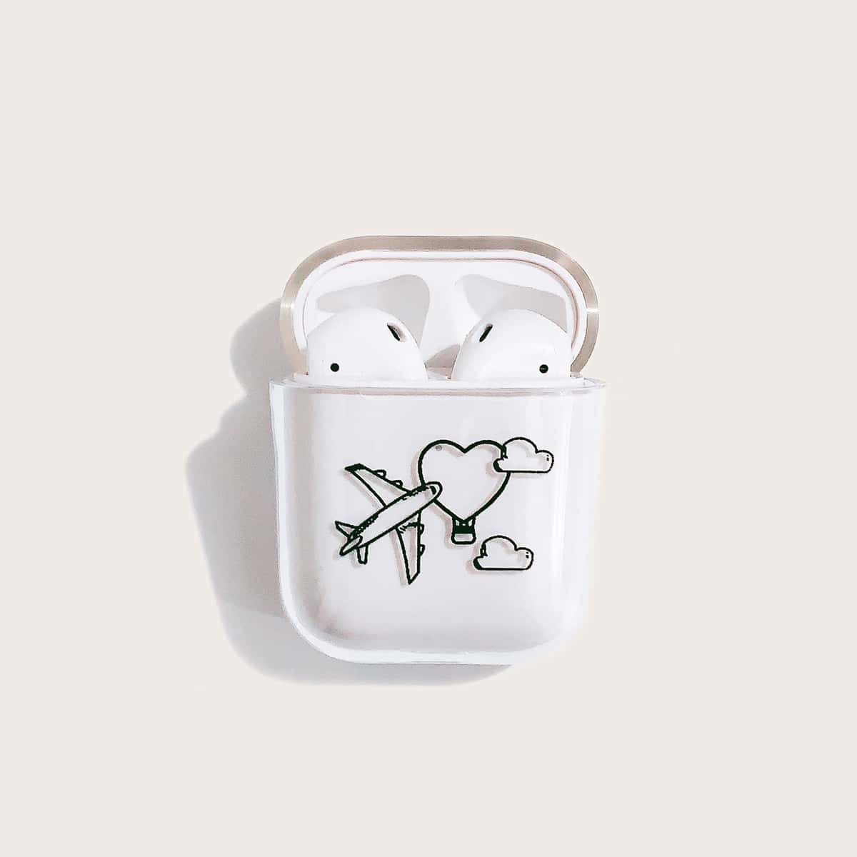 

1pc Graphic Clear Airpods Case
