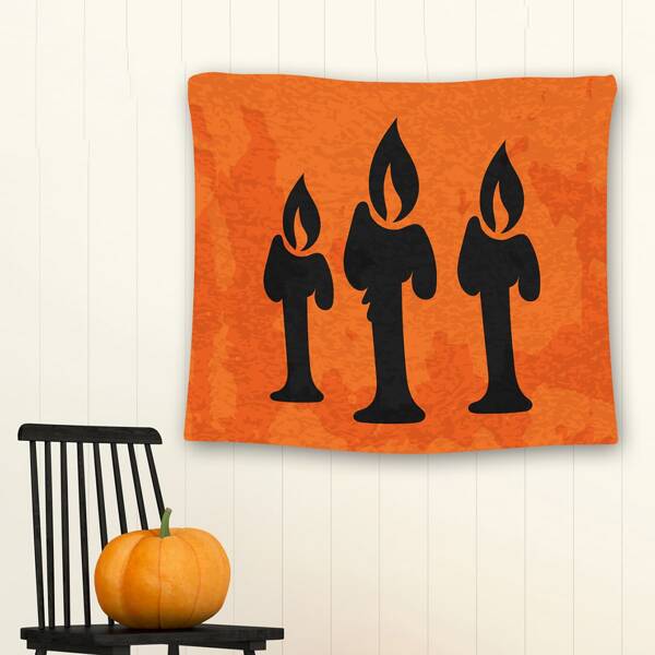 

Halloween Candle Print Tapestry, Orange