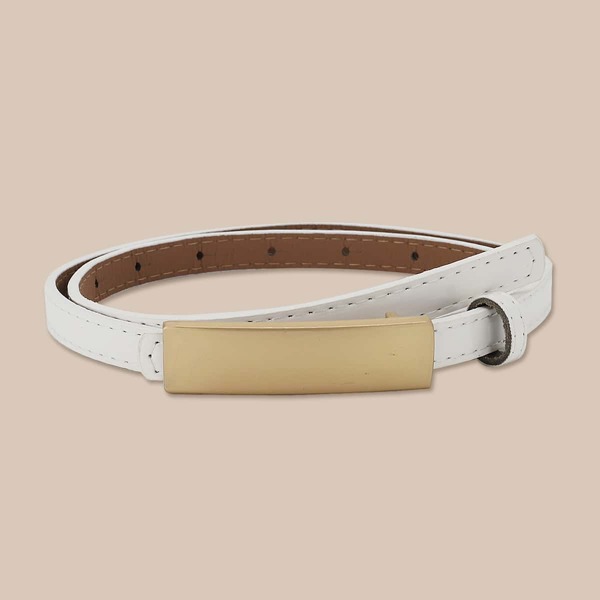 

Metal Decor PU Belt, White