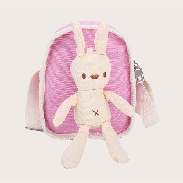 

Girls Cartoon Decor Canvas Crossbody Bag, Pink