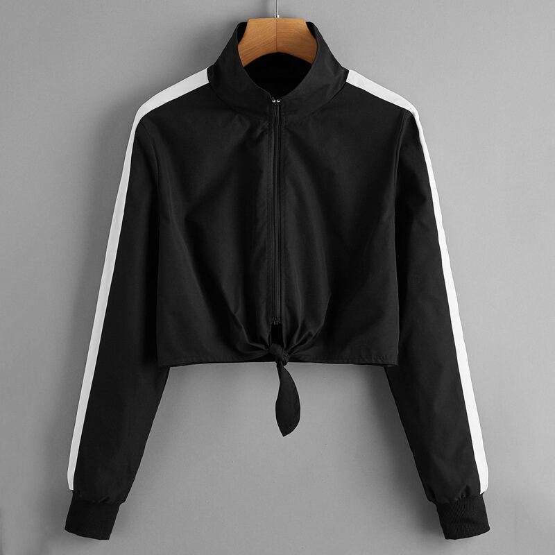 

Contrast Panel Knot Jacket, Black