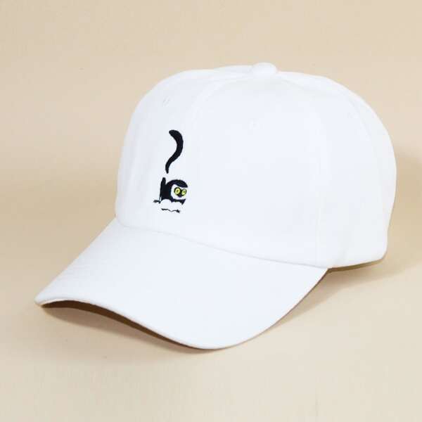 

Cartoon Embroidered Baseball Cap, White