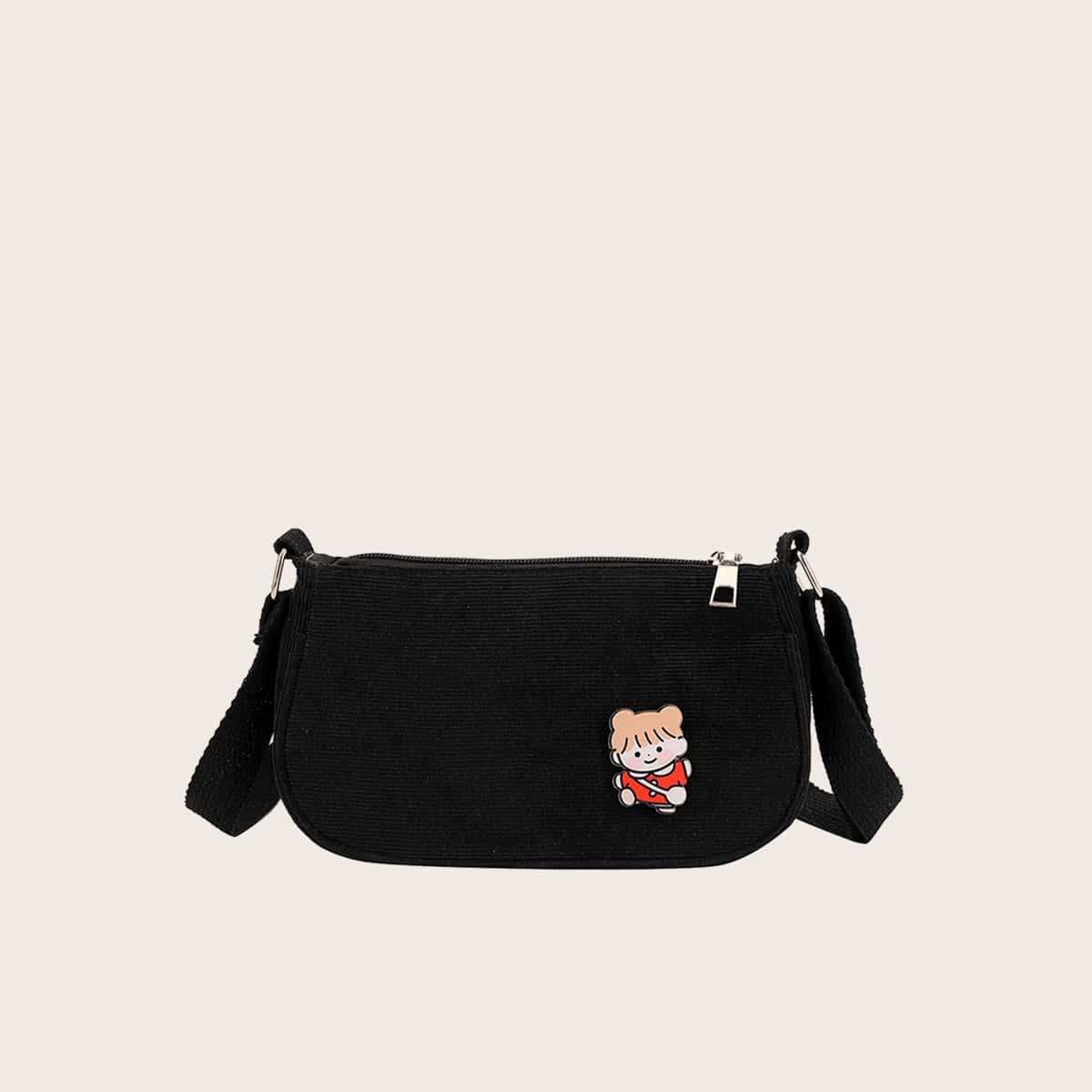 

Cartoon Baguette Bag, Black