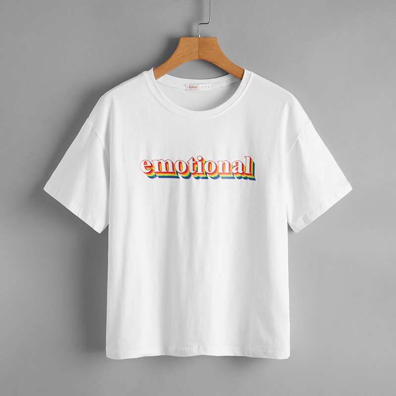 

Rainbow Letter Graphic Tee, White