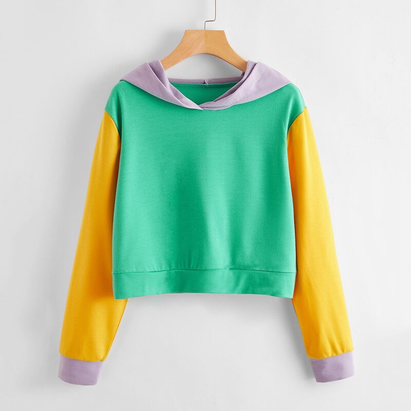 

Colorblock Crop Hoodie, Multicolor
