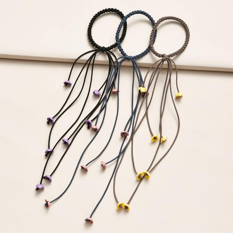 

3pcs Flower Decor Hair Tie, Multicolor