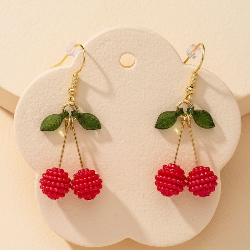 

Cherry Design Drop Earrings, Multicolor