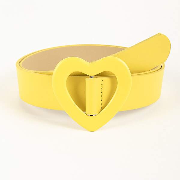 

Heart Design Buckle Belt, Yellow