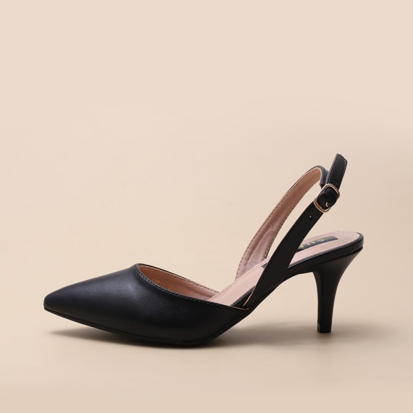 

Point Toe Slingback Stiletto Heels, Black