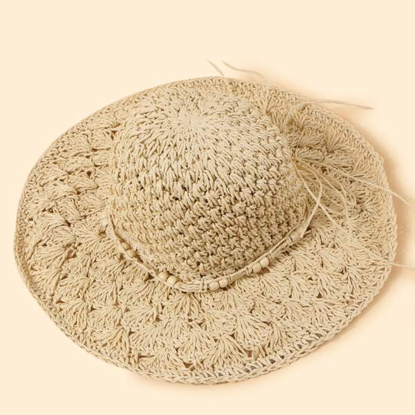 

Simple Straw Hat, Beige