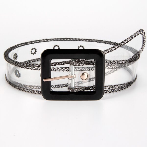 

Geometric Buckle Transparent Belt, Clear