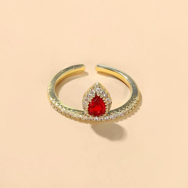 

Rhinestone Decor Cuff Ring, Gold