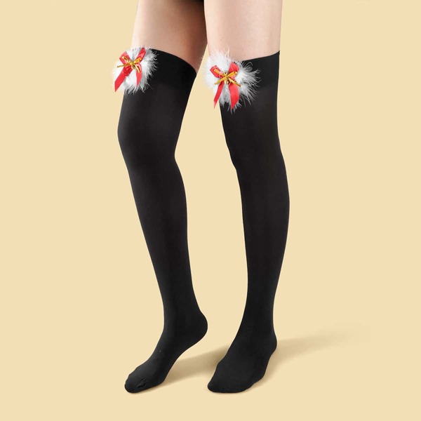 

Christmas Bow Decor Tights, Black