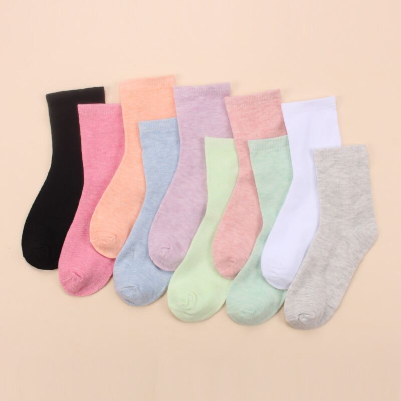 

10pairs Plain Socks, Multicolor
