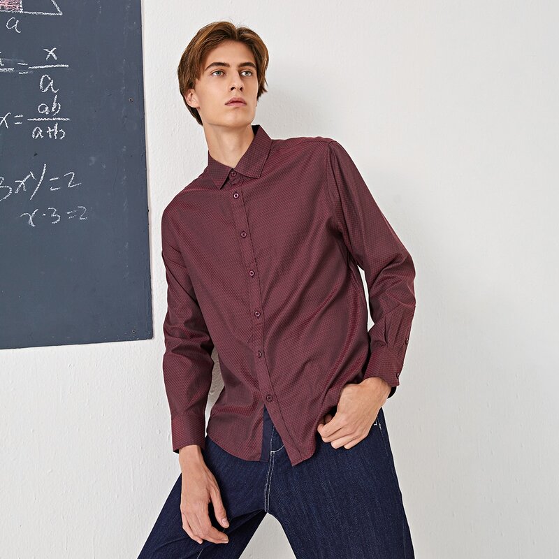 

Men Button Up Shirt, Maroon