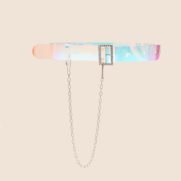 

Rhinestone Decor Buckle Belt, Multicolor