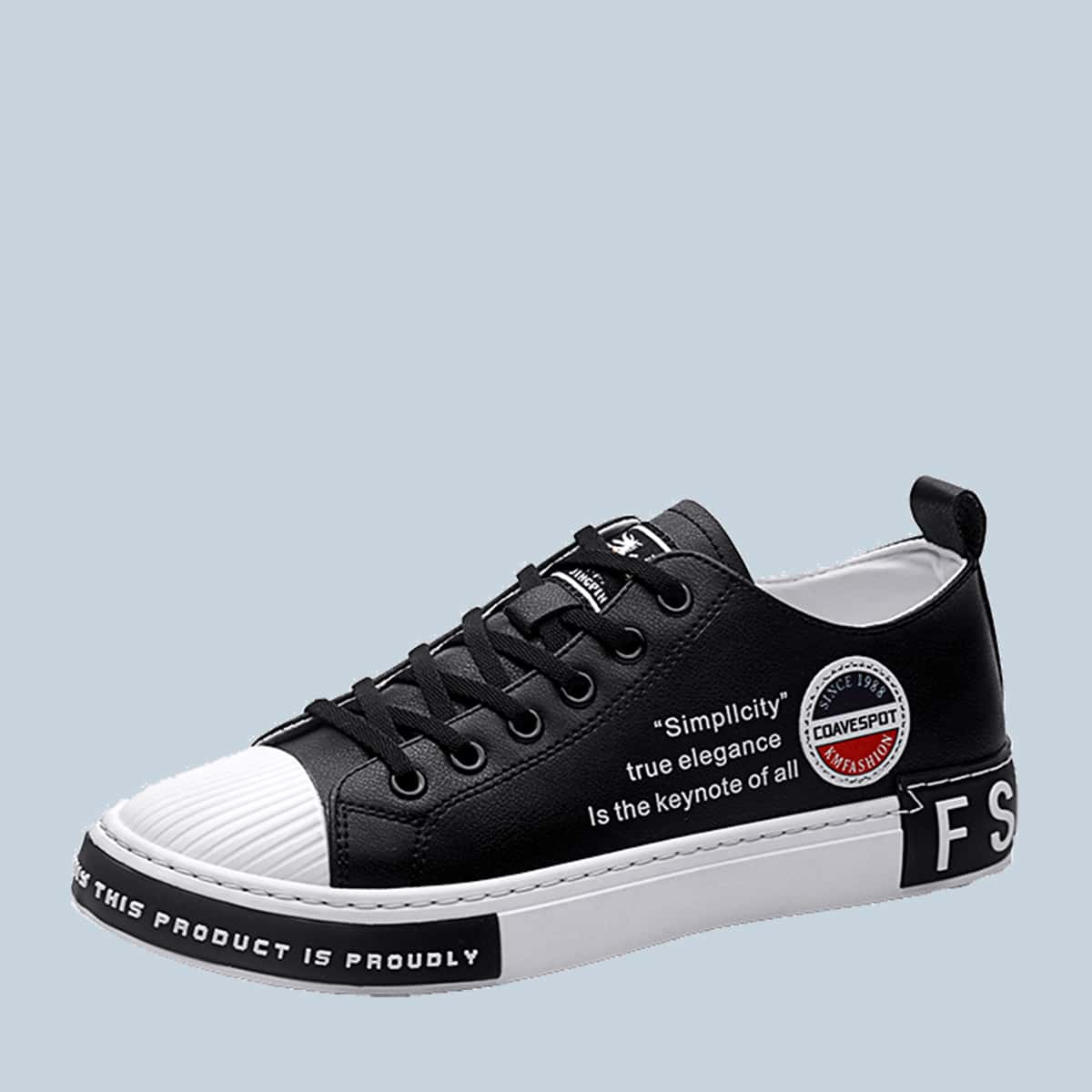 

Guys Letter Graphic Wide Fit Skate Shoes, Black
