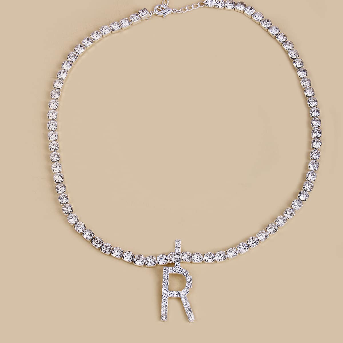 

Rhinestone Decor Necklace, Silver