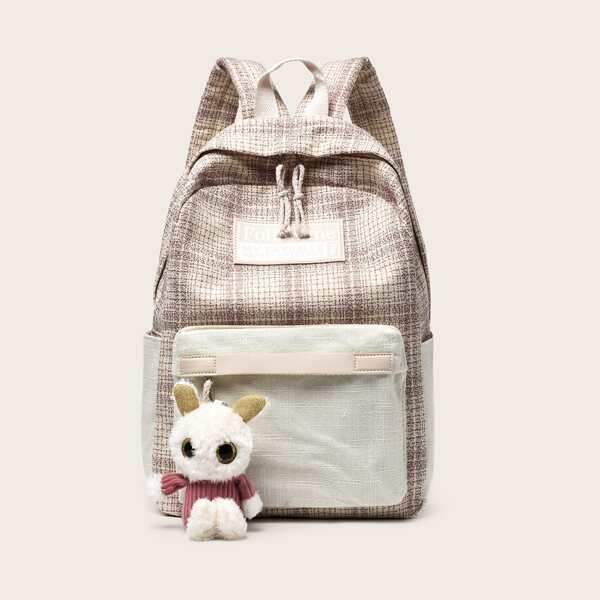 

Pocket Front Canvas Backpack With Bag Charm, Yellow