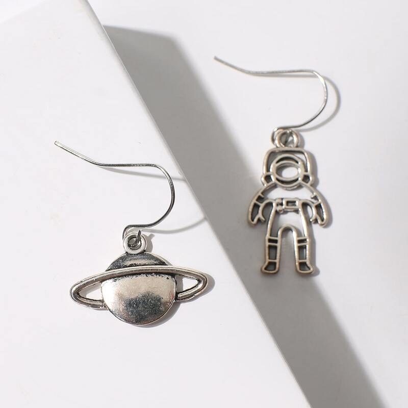 

Planet & Astronaut Drop Earrings, Silver