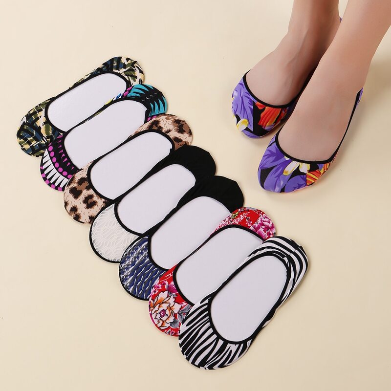 

8pairs Leopard Print Invisible Socks, Multicolor