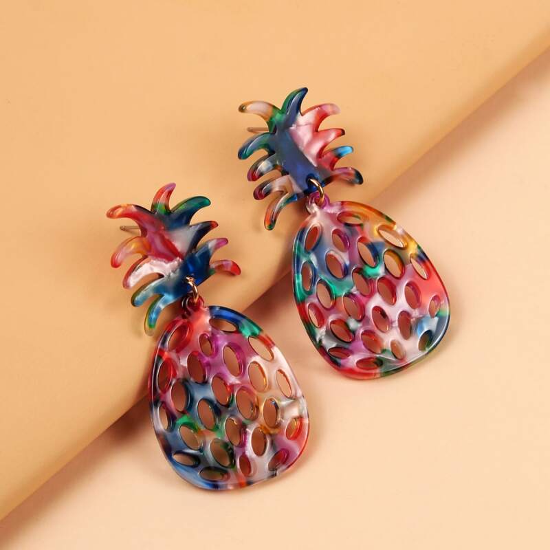 

Colorful Pineapple Drop Earrings, Multicolor
