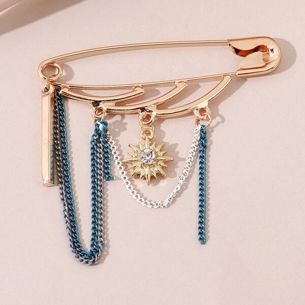 

Chain Decor Safety Pin, Gold